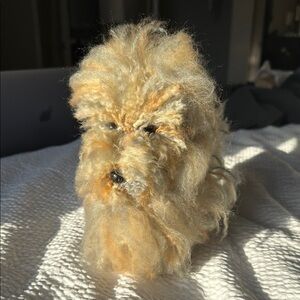 Handmade Fluffy Tan and Cream Dog Plush